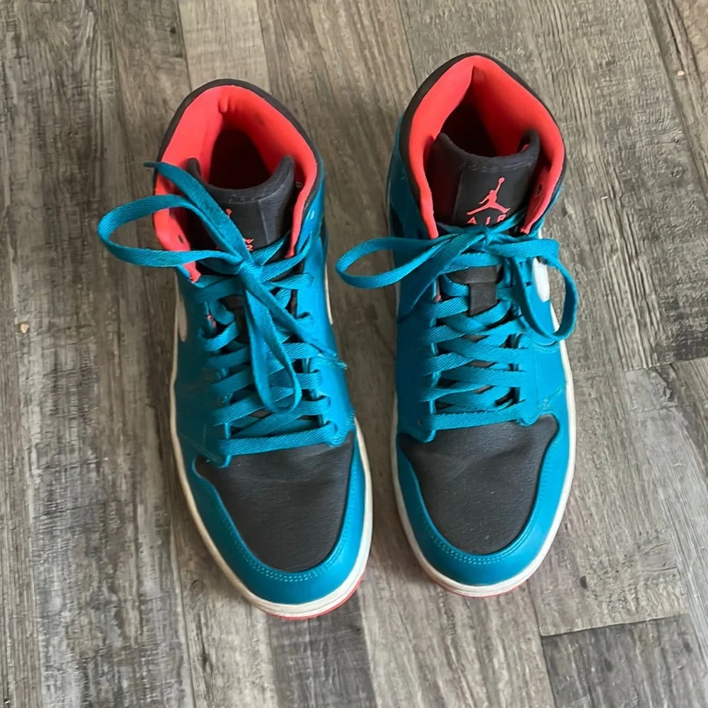 Air Jordan 1 mid infrared 23 tropical teal/black/white basketball sneake…